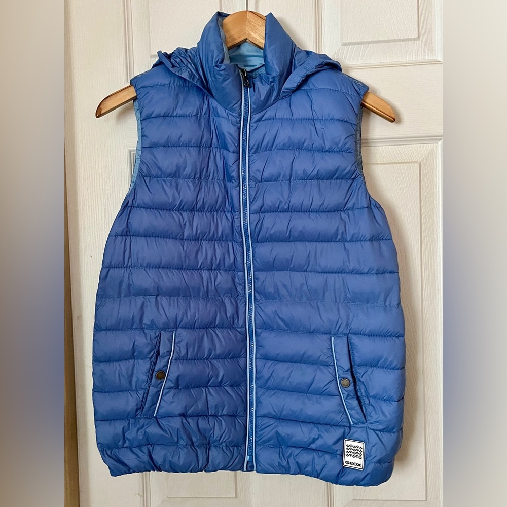 Geox Blue Puffer Hoodie Vest